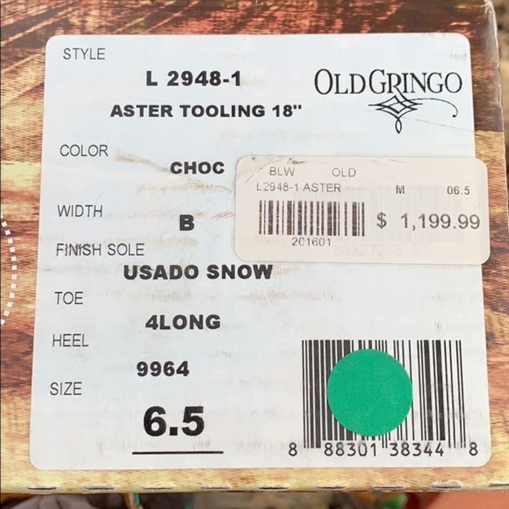 OLD GRINGO NEW With Box Aster Tooling 18” Tall Knee High Western Boots, Size 6.5 - Picture 10 of 14
